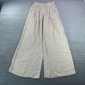 Scanlan Theodore Cream and Tan Checkered Straight Leg Pants